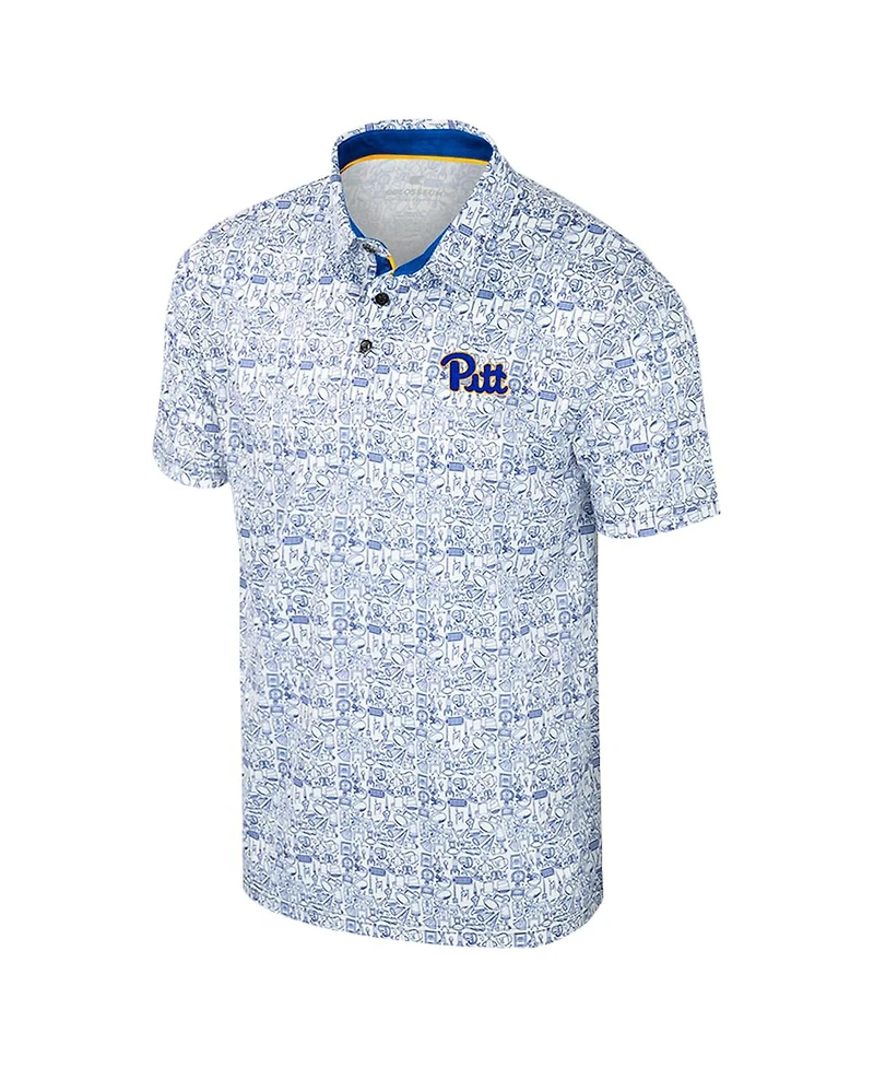 Colosseum Men's Royal Pitt Panthers It's Time Allover Print Polo Shirt