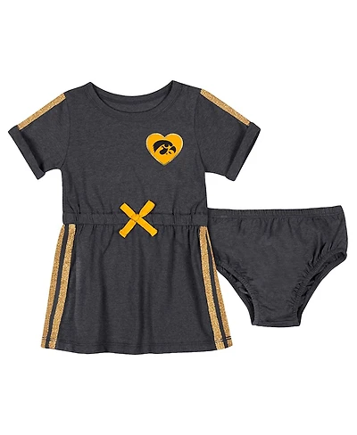 Colosseum Baby Boys and Girls 2-Piece Black Iowa Hawkeyes Xur Dress Bloomer Set