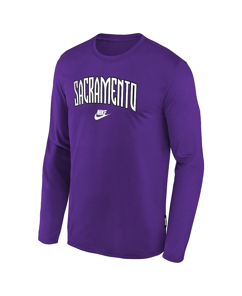 Nike Big Boys and Girls Purple Sacramento Kings Hardwood Classics Long Sleeve T-Shirt