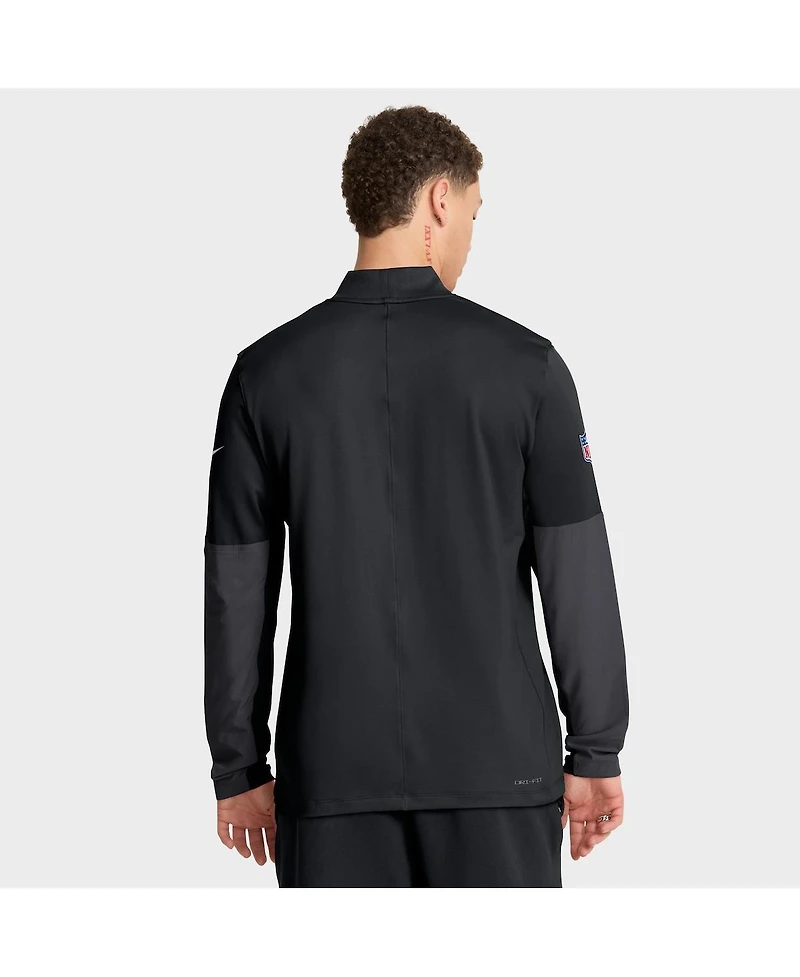 Nike Men's Black Las Vegas Raiders Sideline Feel The Pressure Performance Half-Zip Pullover