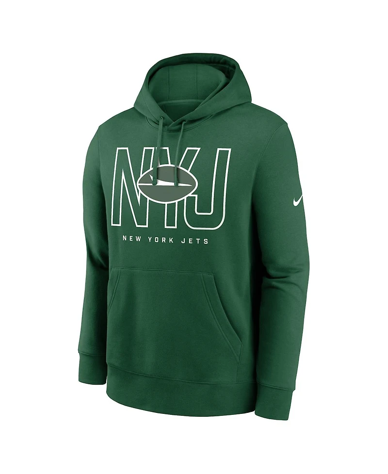 Nike Men's Green New York Jets Busted Play Club Fleece Pullover Hoodie