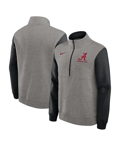 Nike Men's Heather Gray/Black Alabama Crimson Tide Club Fleece Half-Zip Pullover Sweatshirt