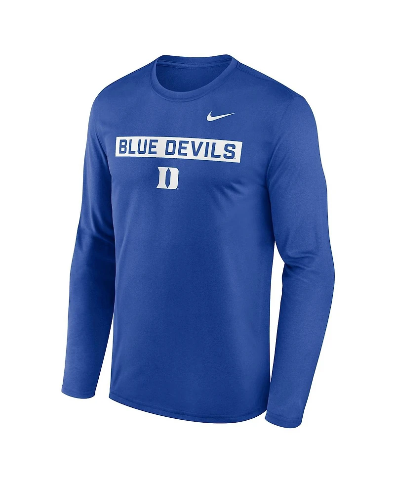 Nike Men's Royal Duke Blue Devils Primetime Campus 2-Hit Legend Long Sleeve T-Shirt