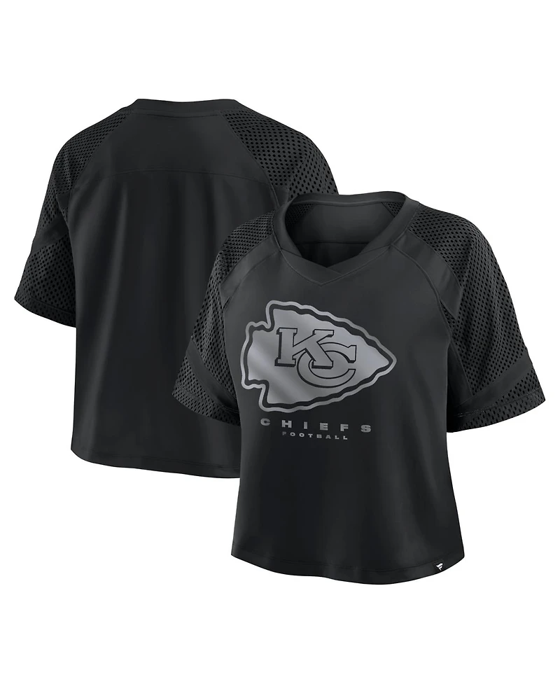 Fanatics Women's Kansas City Chiefs Oversized Raglan V-Neck Blackout Fashion Jersey