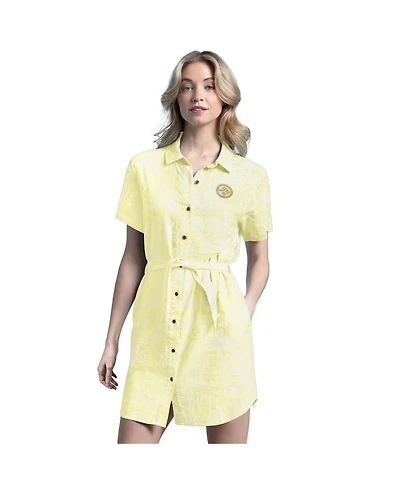 Margaritaville Women's Yellow Pittsburgh Steelers Palm Linen Dress