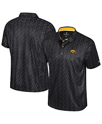 Colosseum Men's Black Iowa Hawkeyes Football Print Polo Shirt