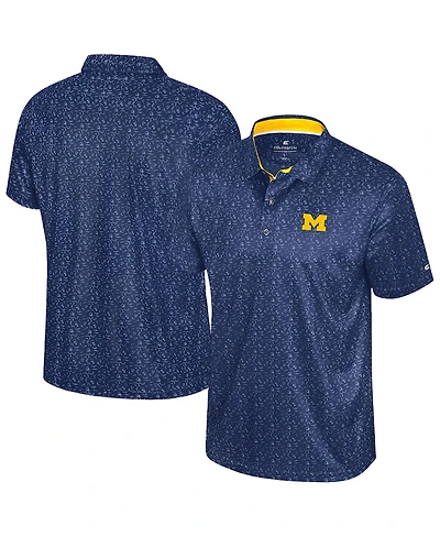 Colosseum Men's Navy Michigan Wolverines Football Print Polo Shirt