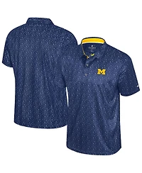 Colosseum Men's Navy Michigan Wolverines Football Print Polo Shirt