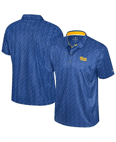 Colosseum Men's Royal Pitt Panthers Football Print Polo Shirt
