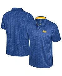 Colosseum Men's Royal Pitt Panthers Football Print Polo Shirt