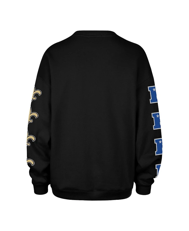'47 Brand Women's Black New Orleans Saints Go Big Oversized Pullover Sweatshirt