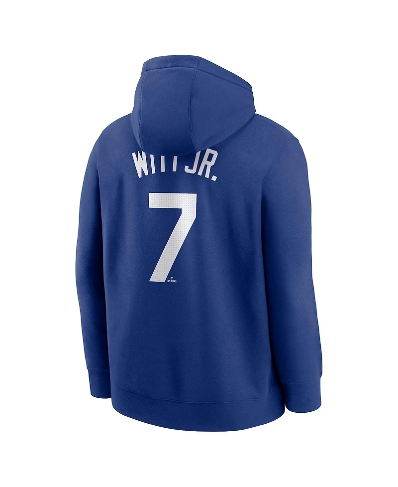 Nike Men's Bobby Witt Jr. Royal Kansas City Royals Player Name Number Club Fleece Pullover Hoodie