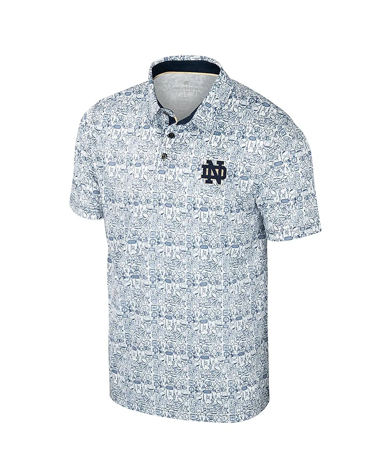 Colosseum Men's Navy Notre Dame Fighting Irish It's Time Allover Print Polo Shirt