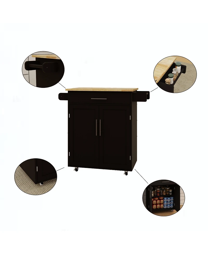 Casainc Rolling Kitchen Island Cart with Drawer, Cabinet