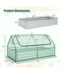 Gymax Galvanized Steel Raised Garden Bed Metal Planter Box Kit w/ Mini Greenhouse Cover