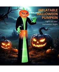 Homcom 9' Inflatable Halloween Pumpkin Outdoor Led Lighted Party Decorations