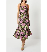 Coast Wide Strap Jacquard Midi Dress