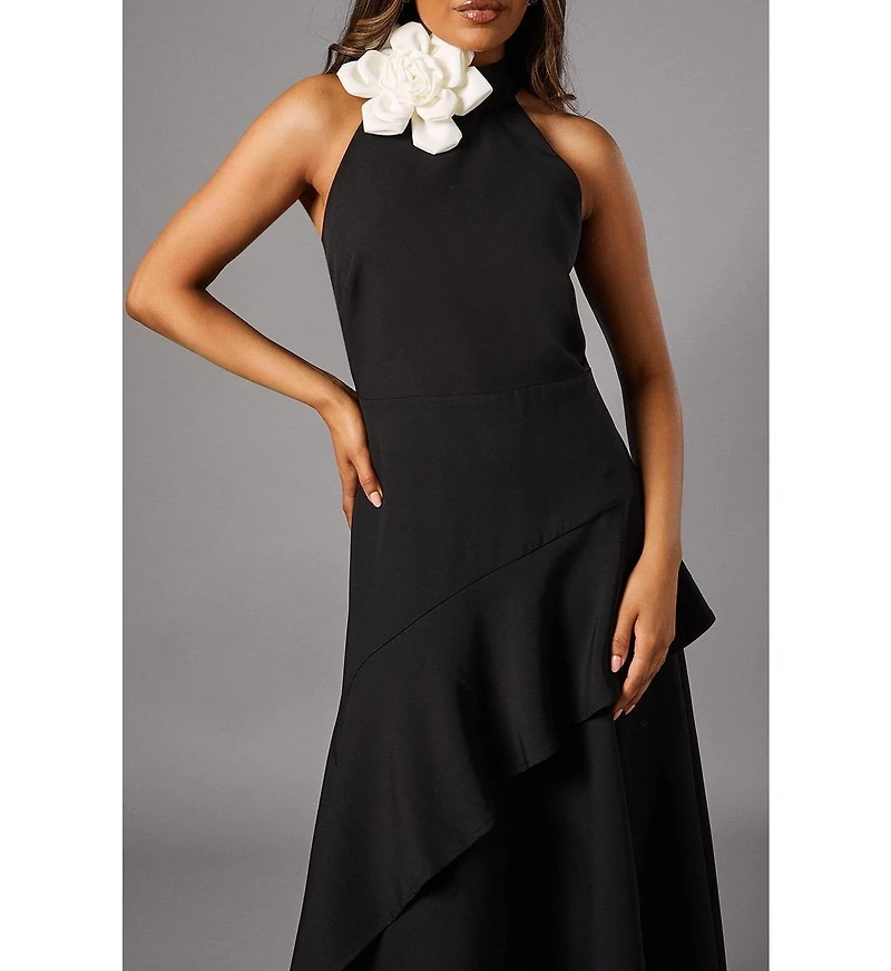 Coast Petite High Neck Corsage Midi Dress