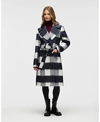 Nvlt Women's Oversized Faux Wool Buffalo Check Belted Coat