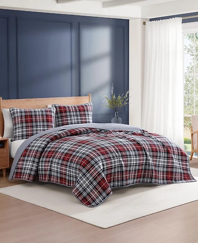 Tommy Hilfiger Collegiate Tartan Cotton Reversible 3-Pc. Quilt Set