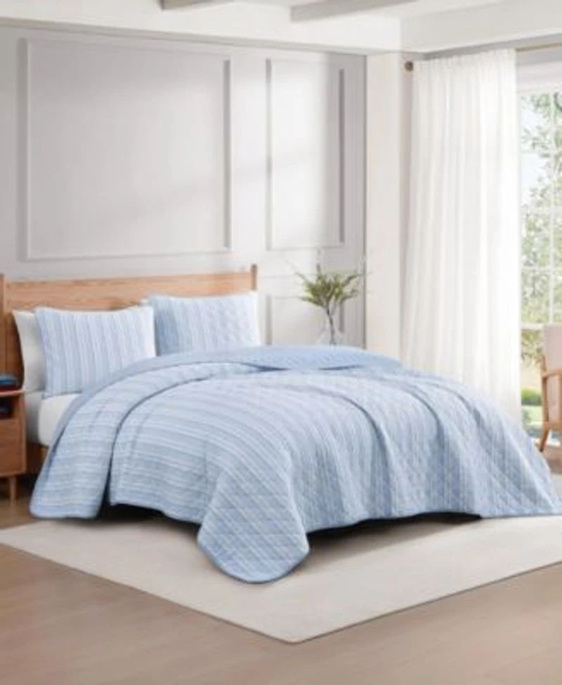 Tommy Hilfiger Sailing Stripe Cotton Reversible Quilt Set
