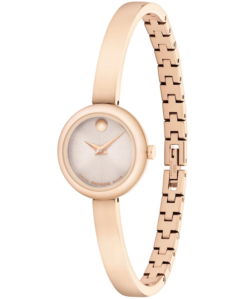 Movado Women's Museum Bangle Round Swiss Quartz Mid Rose Watch, 21.50mm
