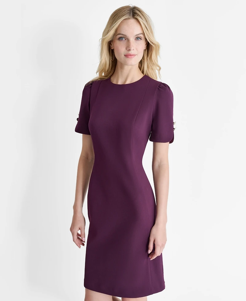 Dkny Women's Belted Ruched-Sleeve Sheath Dress