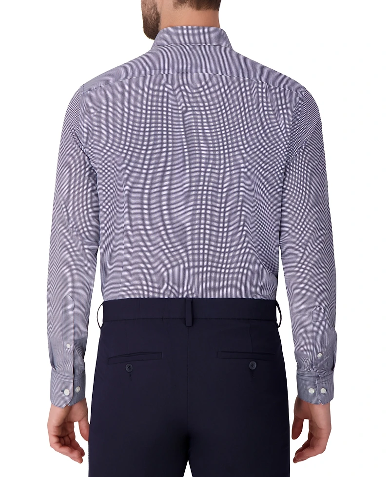 Report Collection Men's Long Sleeve 4-Way Bubble Print Dress Shirt