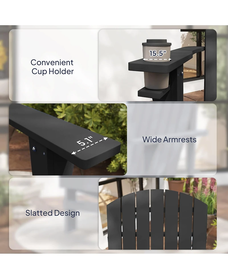 Outsunny Wood Adirondack Chair, Wooden Outdoor & Patio Seating,