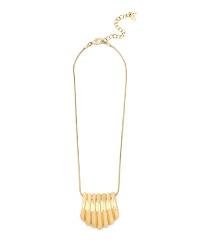 Robert Lee Morris Soho Gold Ribbed Tube Pendant Necklace