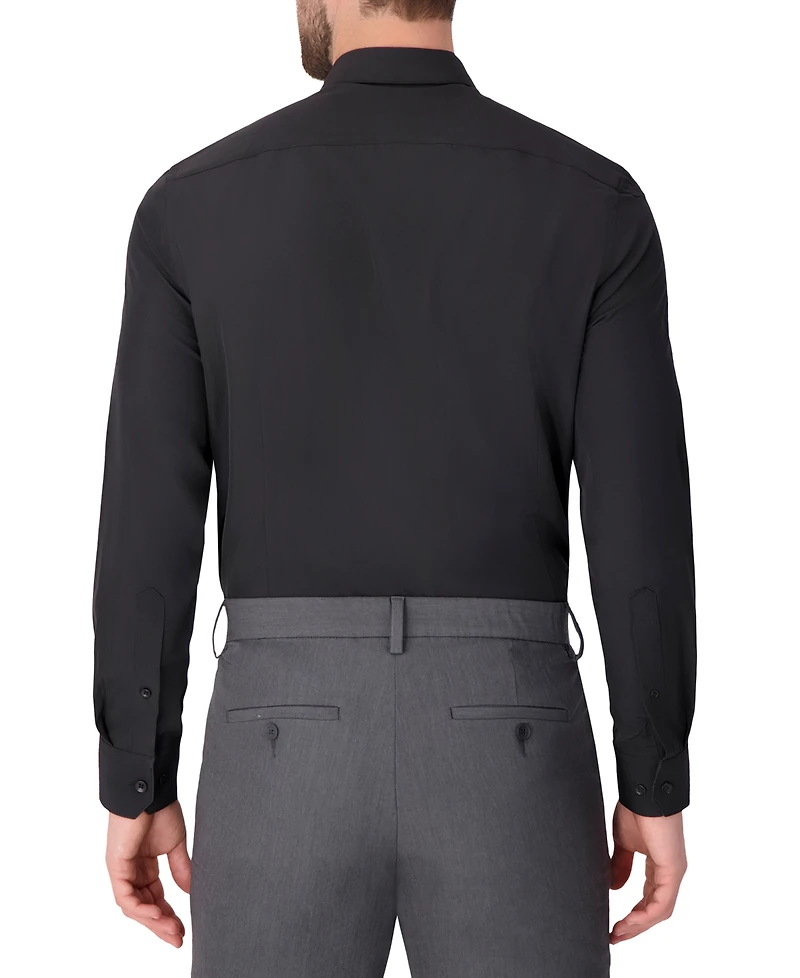 Report Collection Men's Long Sleeve 4-Way Solid Woven Dress Shirt
