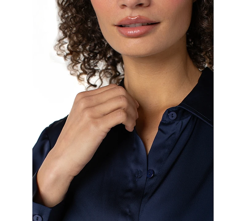 Liverpool Los Angeles Women's Long-Sleeve Button-Front Satin Shirt