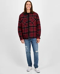 Sun + Stone Men's Gurley Long Sleeve Snap-Front Plaid Shirt Jacket, Macy's Exclusive