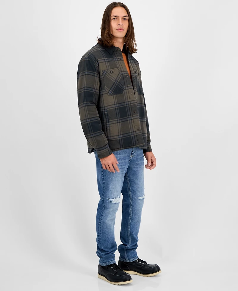 Sun + Stone Men's Mack Long Sleeve Snap-Front Plaid Shirt Jacket, Macy's Exclusive