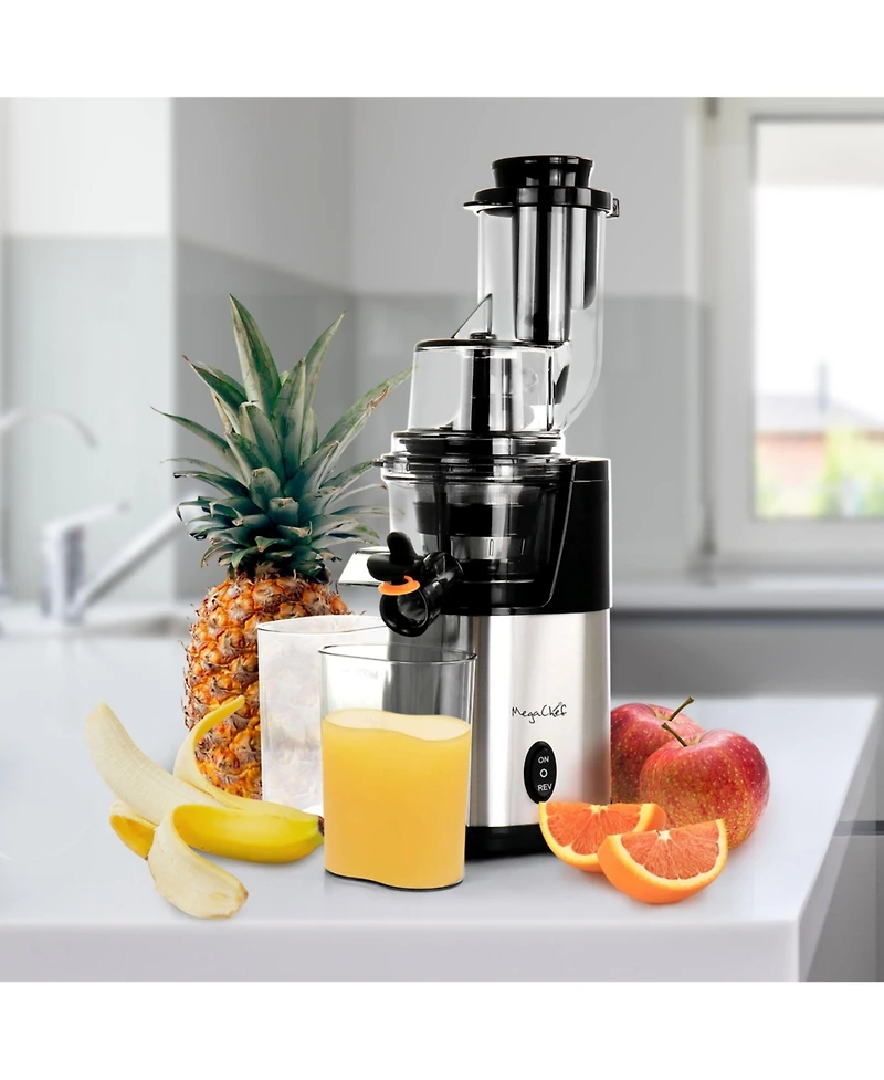 MegaChef Pro Stainless Steel Single Speed Slow Juicer