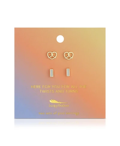 Lucky Feather Earring Set - Pretzel + Bar - Twist