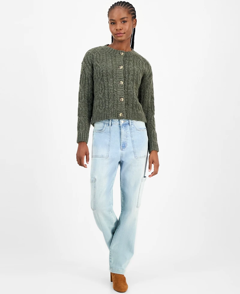 And Now This Women's Flecked Cable-Knit Cropped Cardigan, Macy's Exclusive
