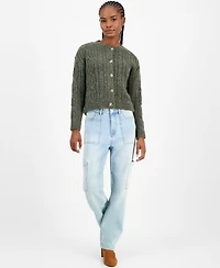 And Now This Women's Flecked Cable-Knit Cropped Cardigan, Macy's Exclusive
