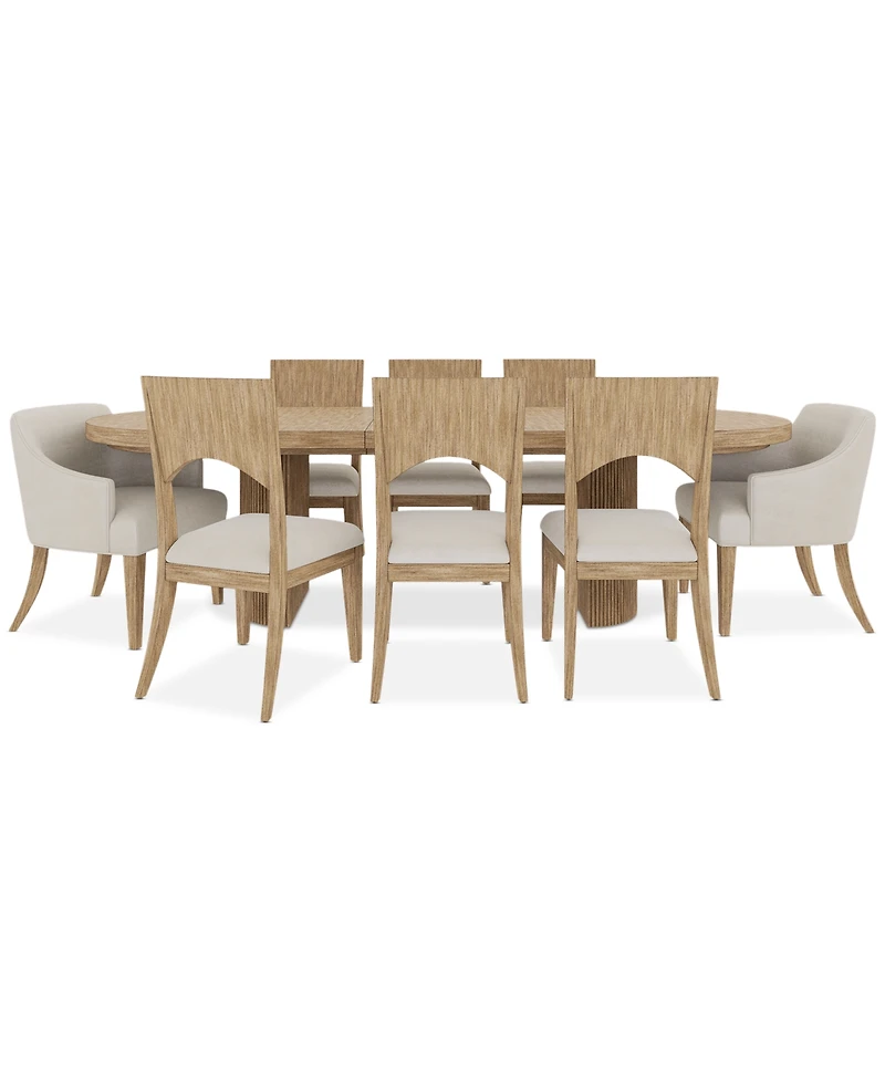 Frandlyn 9pc Dining Set (Table + 6 Side Chairs 2 Host Chairs)
