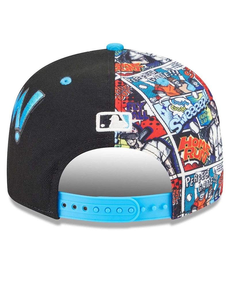 New Era Big Boys and Girls Black/Blue Miami Marlins 2025 Mlb Diamond Hero Edition 9FIFTY Snapback Hat