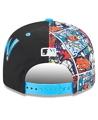 New Era Big Boys and Girls Black/Blue Miami Marlins 2025 Mlb Diamond Hero Edition 9FIFTY Snapback Hat