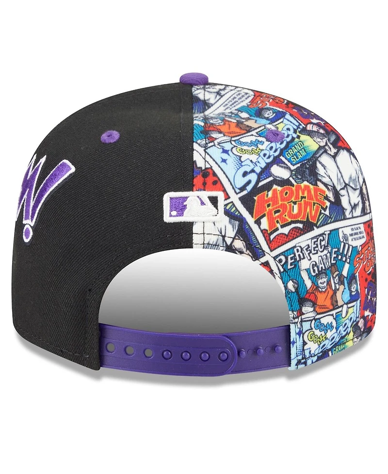 New Era Big Boys and Girls Black/Purple Colorado Rockies 2025 Mlb Diamond Hero Edition 9FIFTY Snapback Hat