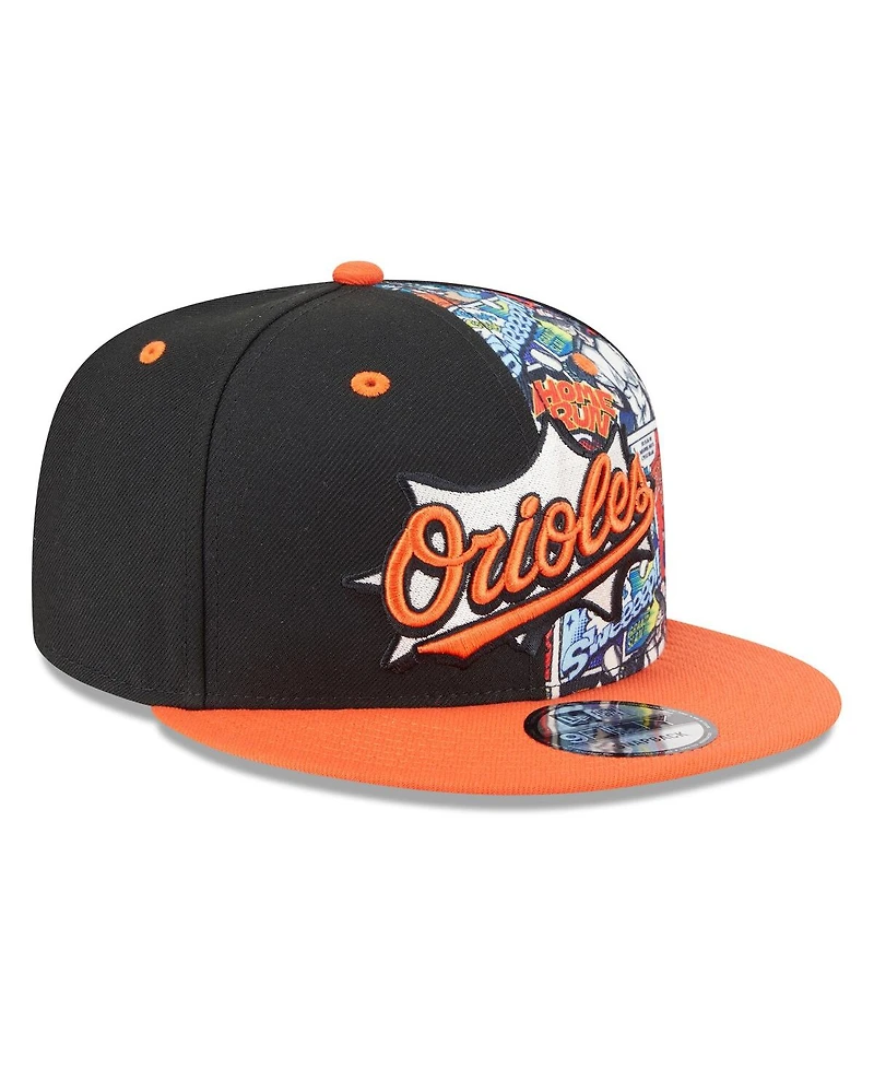 New Era Big Boys and Girls Black/Orange Baltimore Orioles 2025 Mlb Diamond Hero Edition 9FIFTY Snapback Hat
