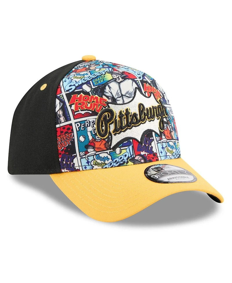 New Era Big Boys and Girls Black/Gold Pittsburgh Pirates 2025 Mlb Diamond Hero Edition A-Frame 9FORTY Adjustable Hat