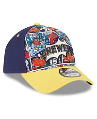 New Era Big Boys and Girls Navy/Gold Milwaukee Brewers 2025 Mlb Diamond Hero Edition A-Frame 9FORTY Adjustable Hat