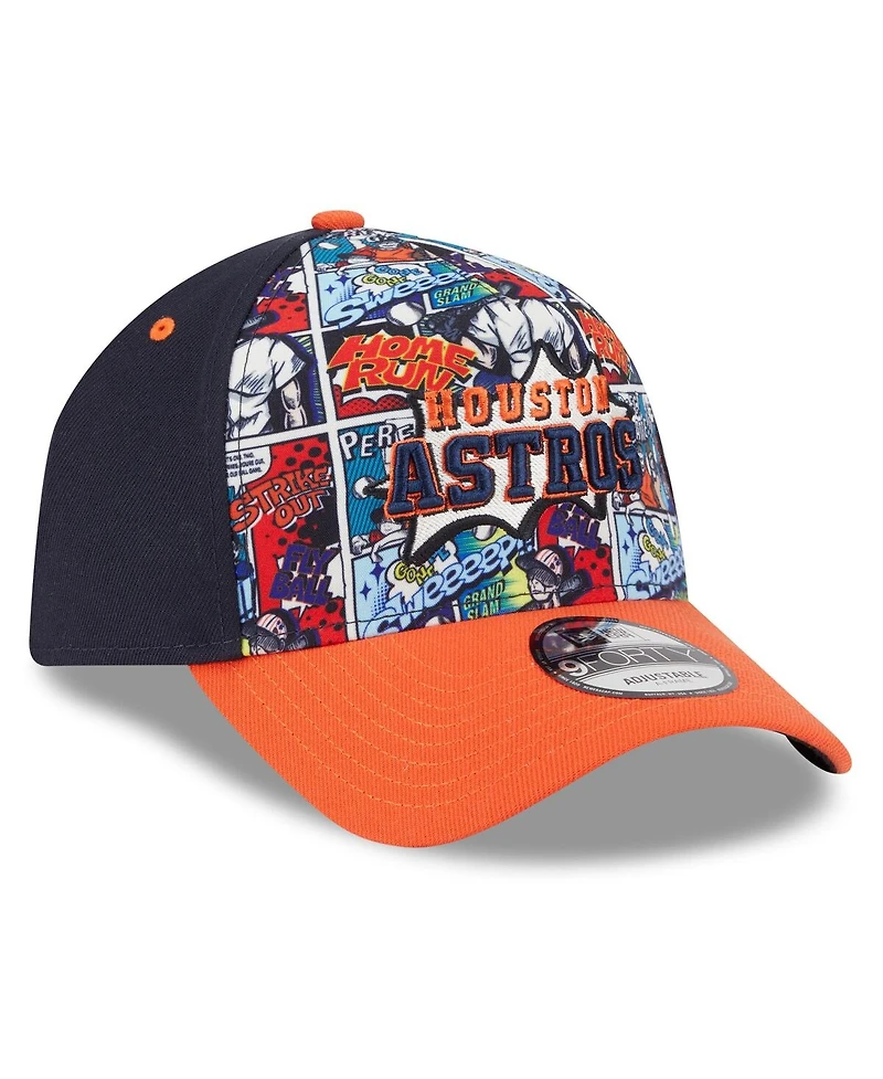 New Era Big Boys and Girls Navy/Orange Houston Astros 2025 Mlb Diamond Hero Edition A-Frame 9FORTY Adjustable Hat