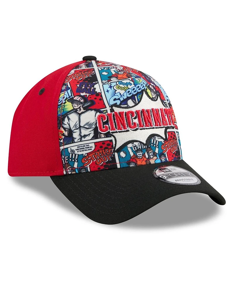 New Era Big Boys and Girls Red/Black Cincinnati Reds 2025 Mlb Diamond Hero Edition A-Frame 9FORTY Adjustable Hat