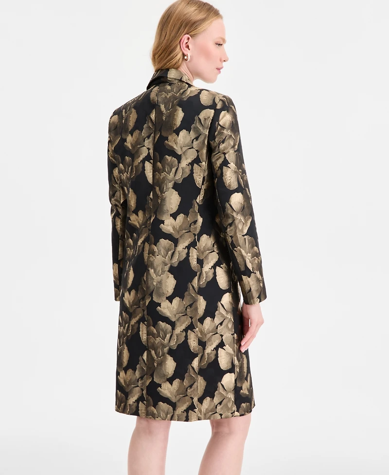 Kasper Women's Metallic Textured Coat,Regular and Petite Sizes