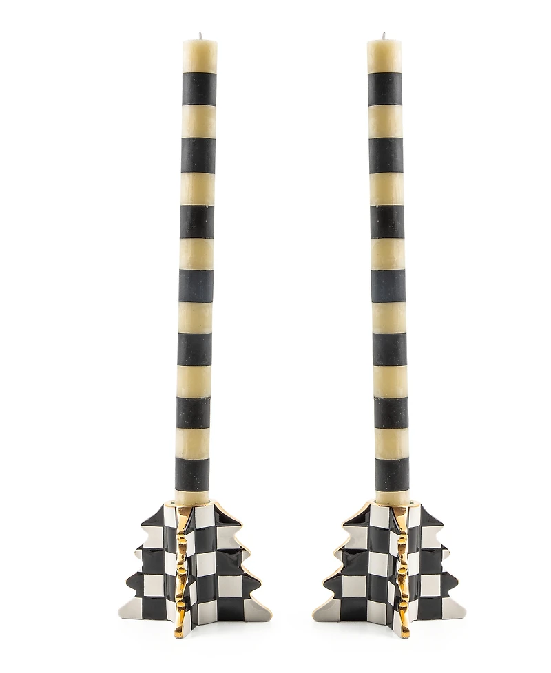 MacKenzie-Childs Check Tree Candle Holders, Set of 2