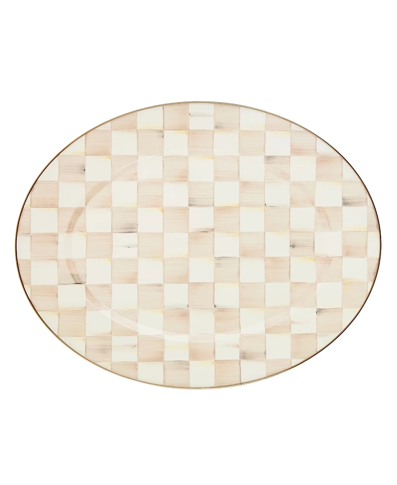 MacKenzie-Childs Mocha Check Large Oval Platter